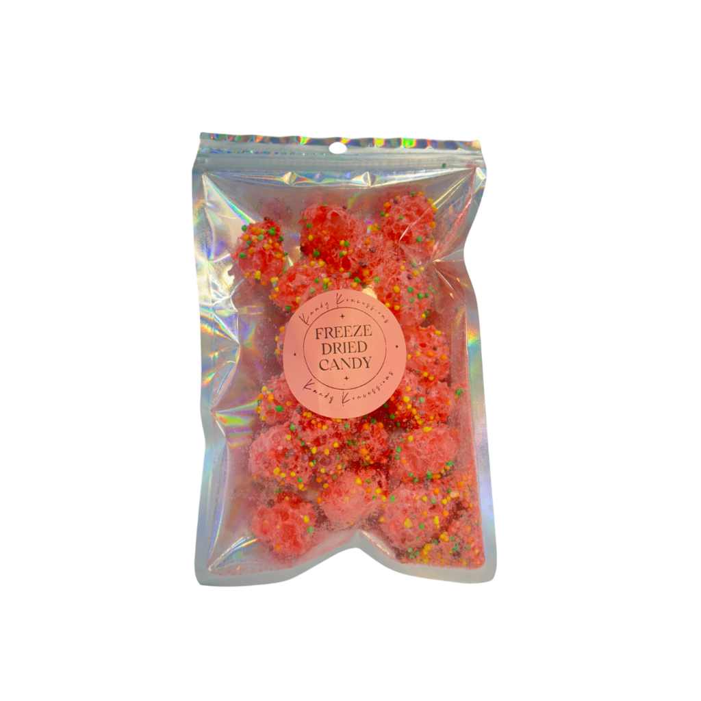 Freeze-dried Rainbow Geek Bunches packaged in a mylar bag.