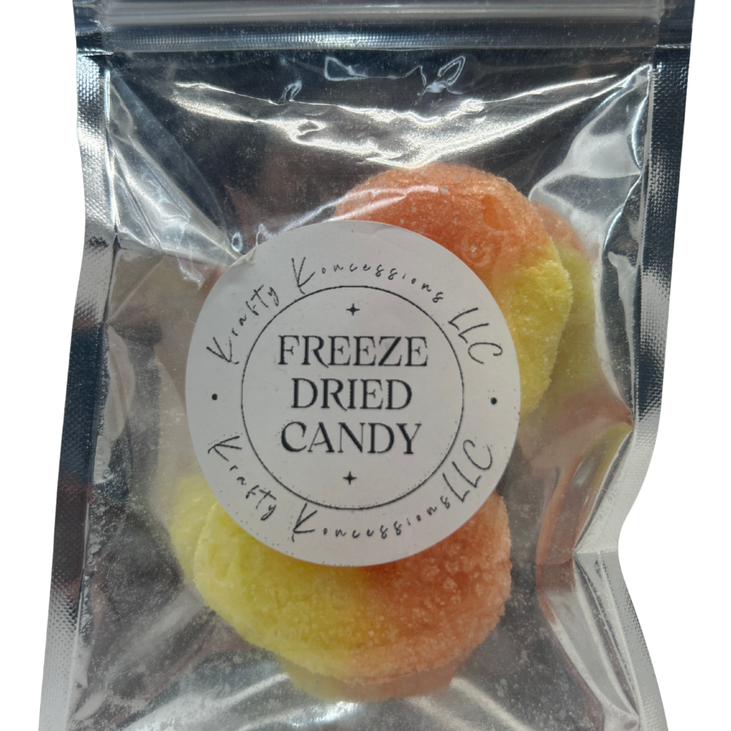 Peachy rings are a yellow and orange freeze-dried favorite.